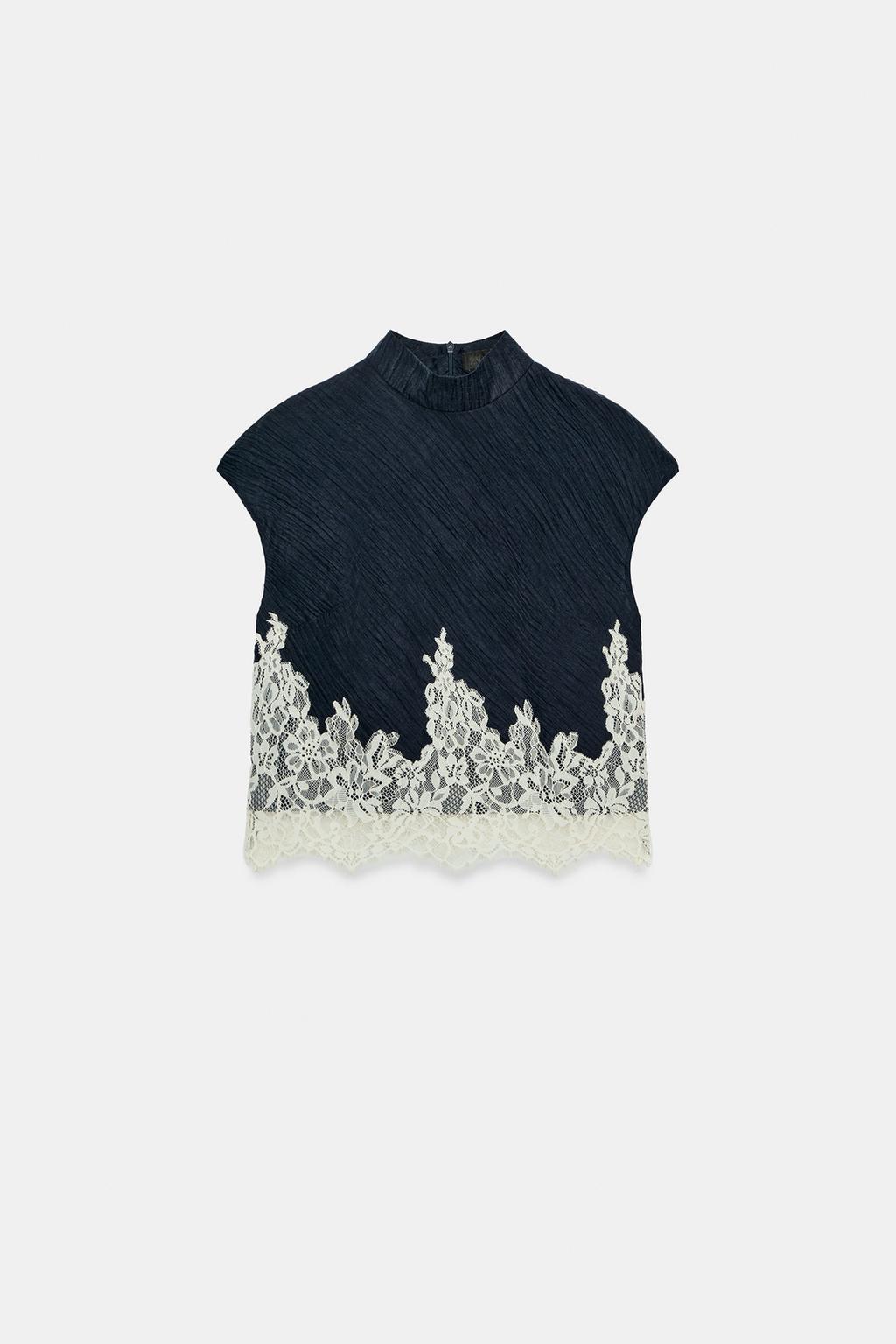 Falvicci -Short top with a stand-up collar and short sleeves