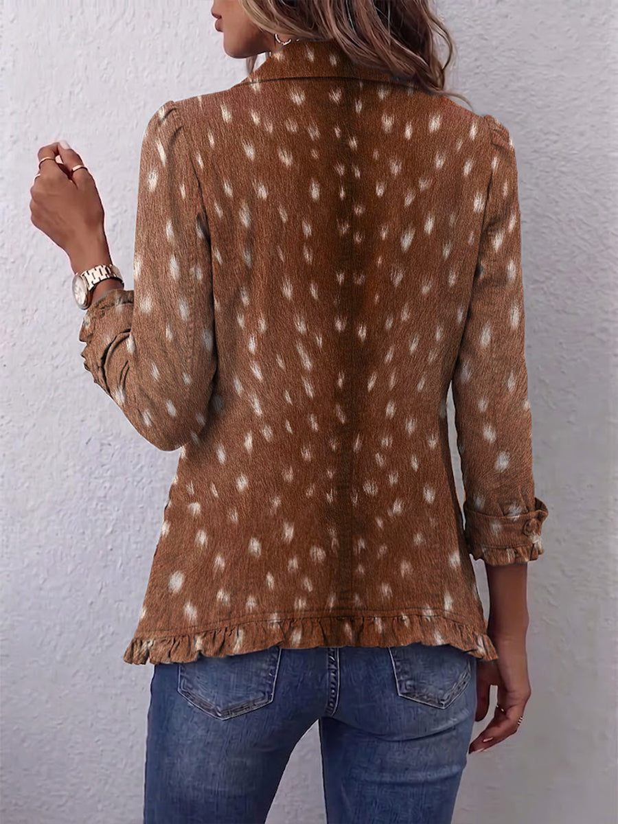 Falvicci - Abito Bohemien con Stampa Animalier Marrone e Volant