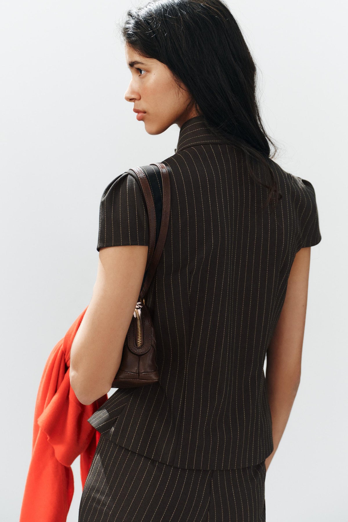 Falvicci - Striped Top with a Stand-Up Collar