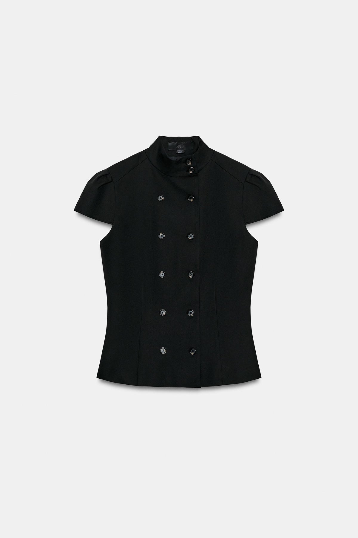 Falvicci - Striped Top with a Stand-Up Collar