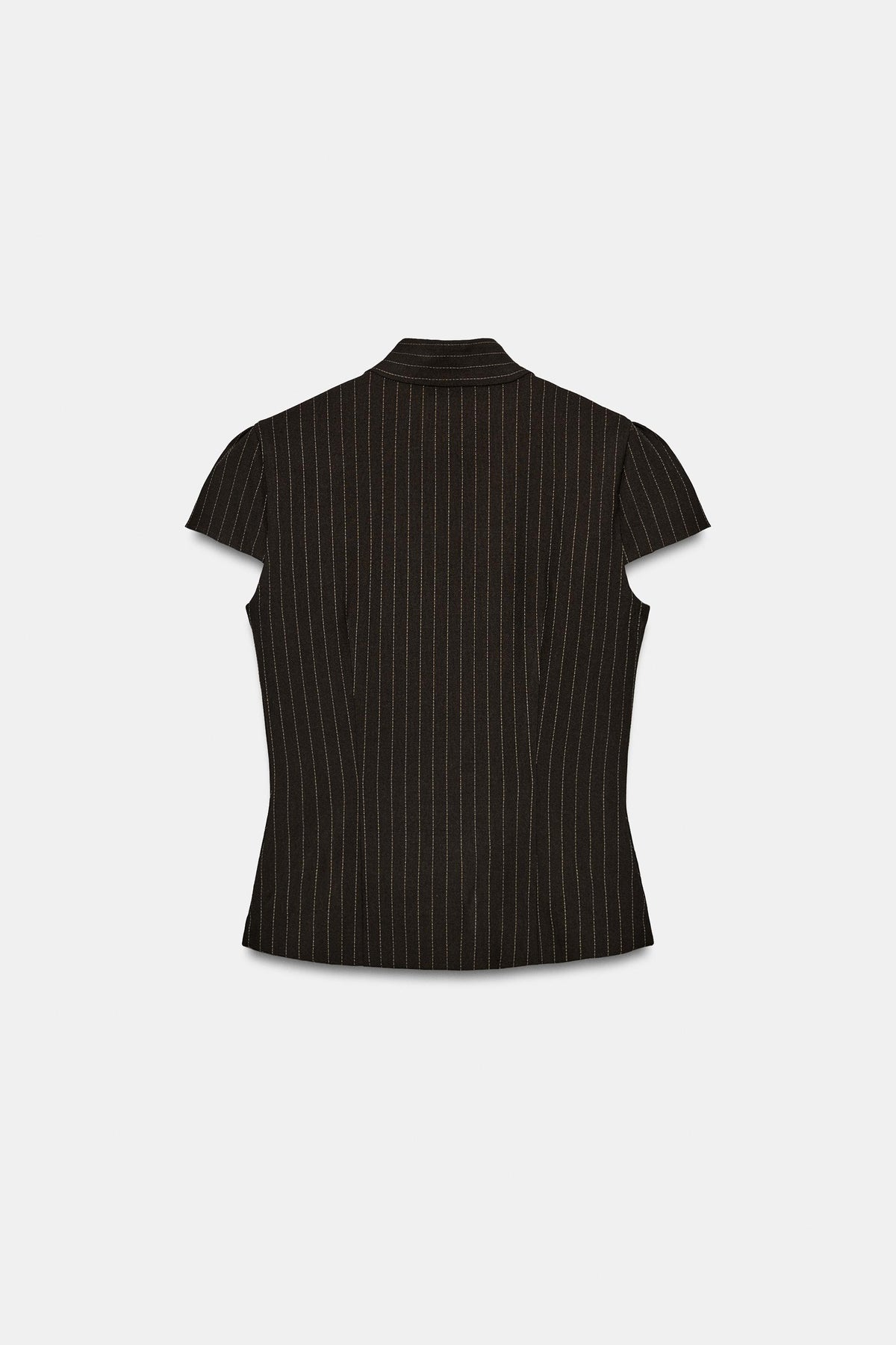 Falvicci - Striped Top with a Stand-Up Collar