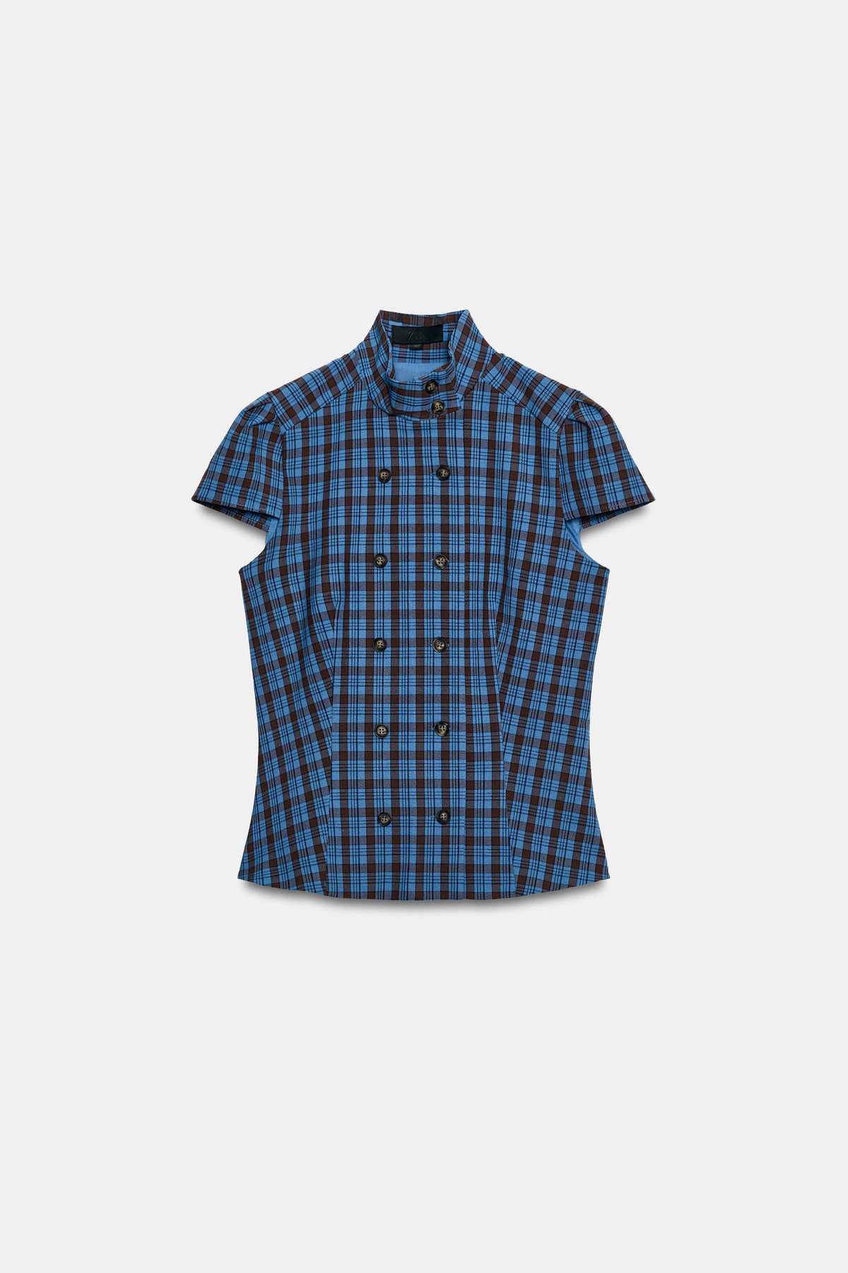 Falvicci - Striped Top with a Stand-Up Collar