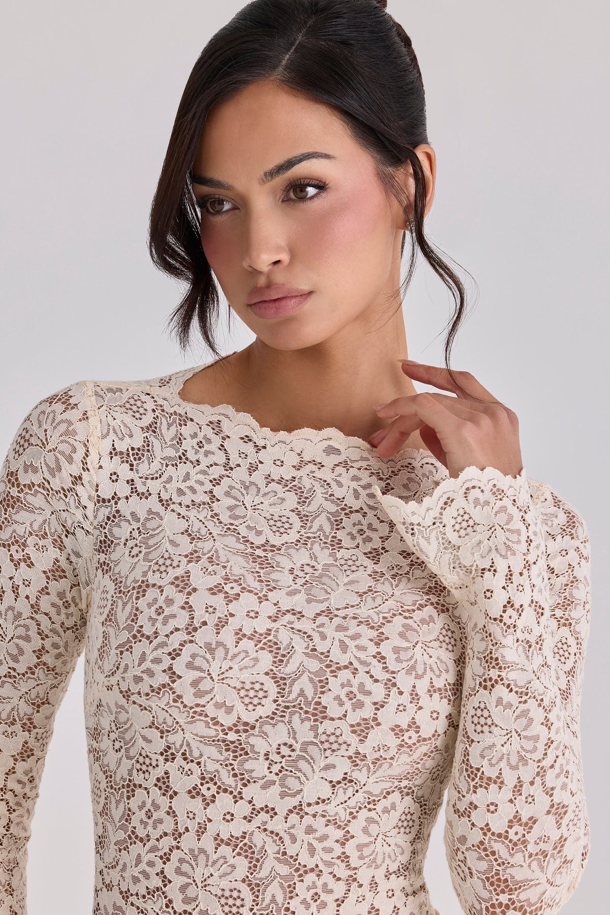 Falvicci - Ellie Vintage Bodysuit with Lace Sleeves