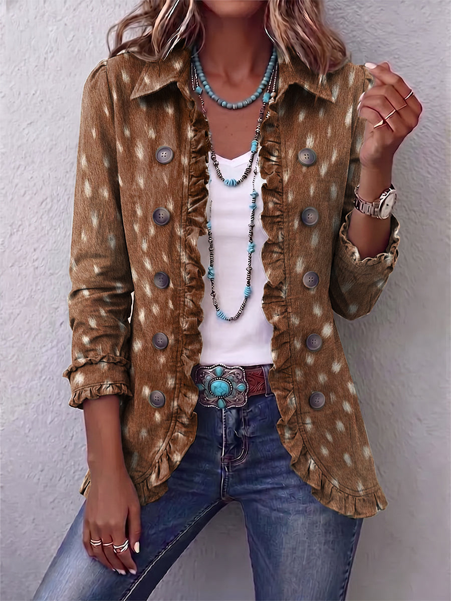 Falvicci - Abito Bohemien con Stampa Animalier Marrone e Volant