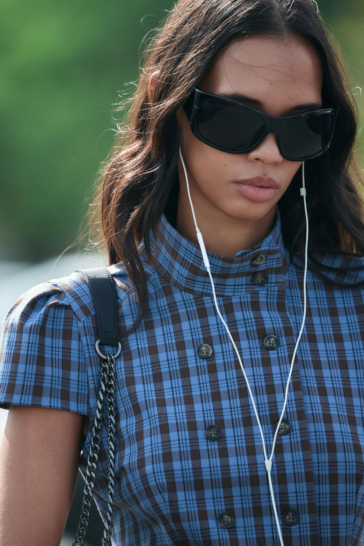 Falvicci - Striped Top with a Stand-Up Collar