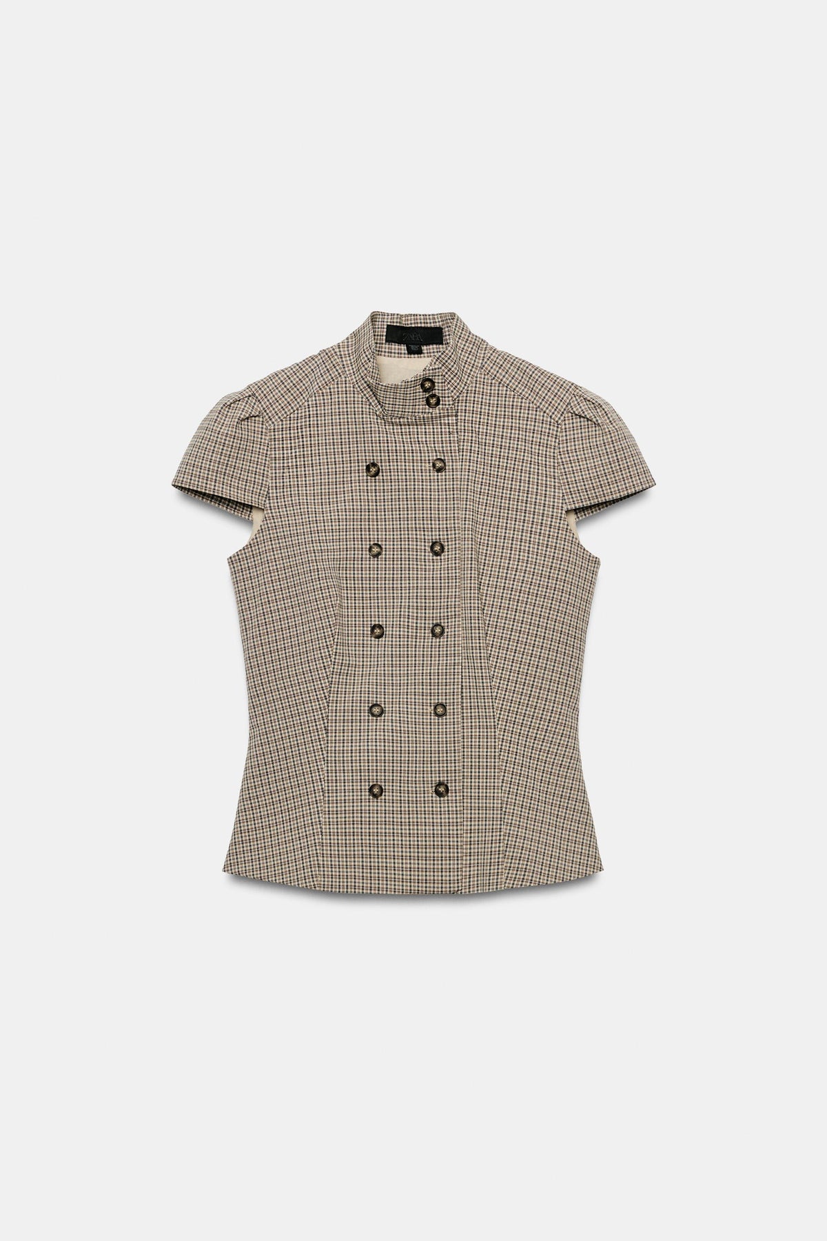 Falvicci - Striped Top with a Stand-Up Collar