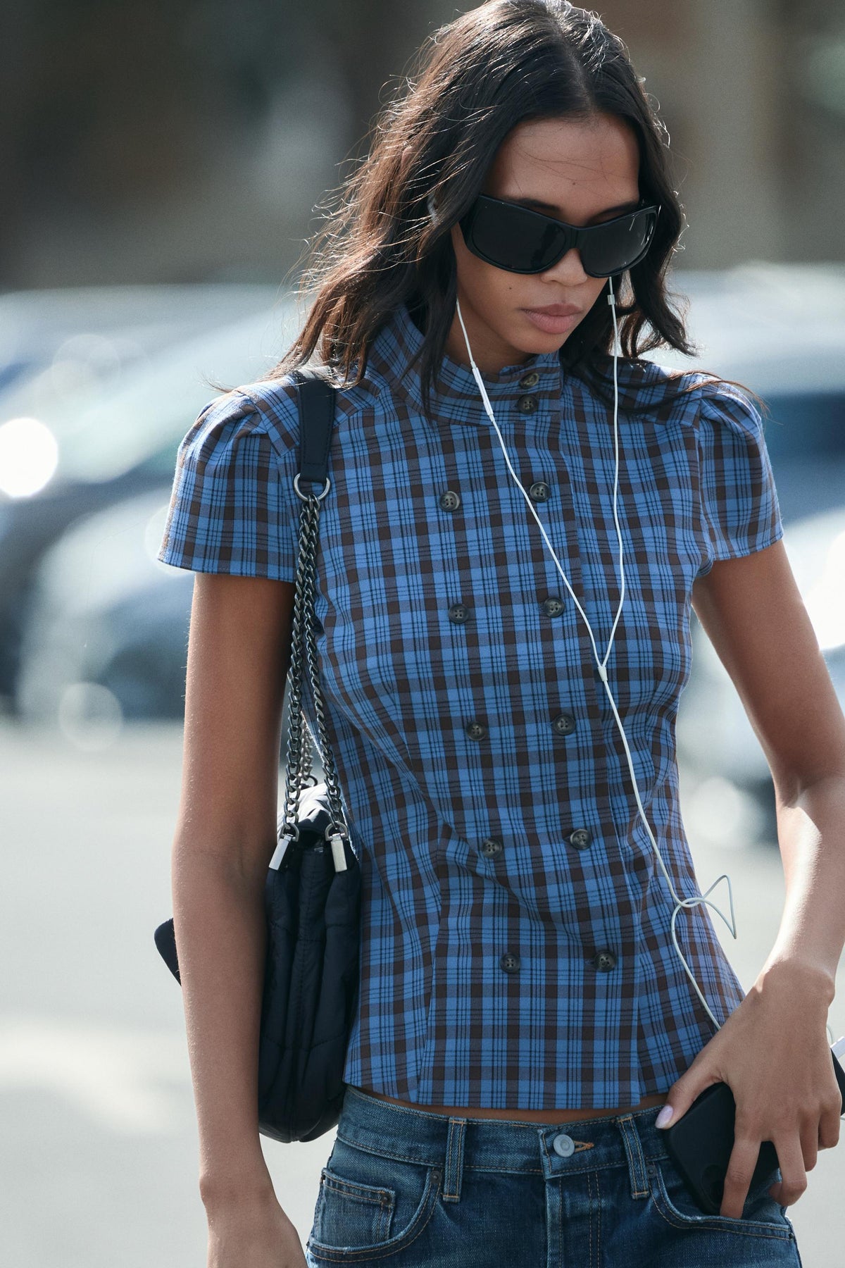 Falvicci - Striped Top with a Stand-Up Collar