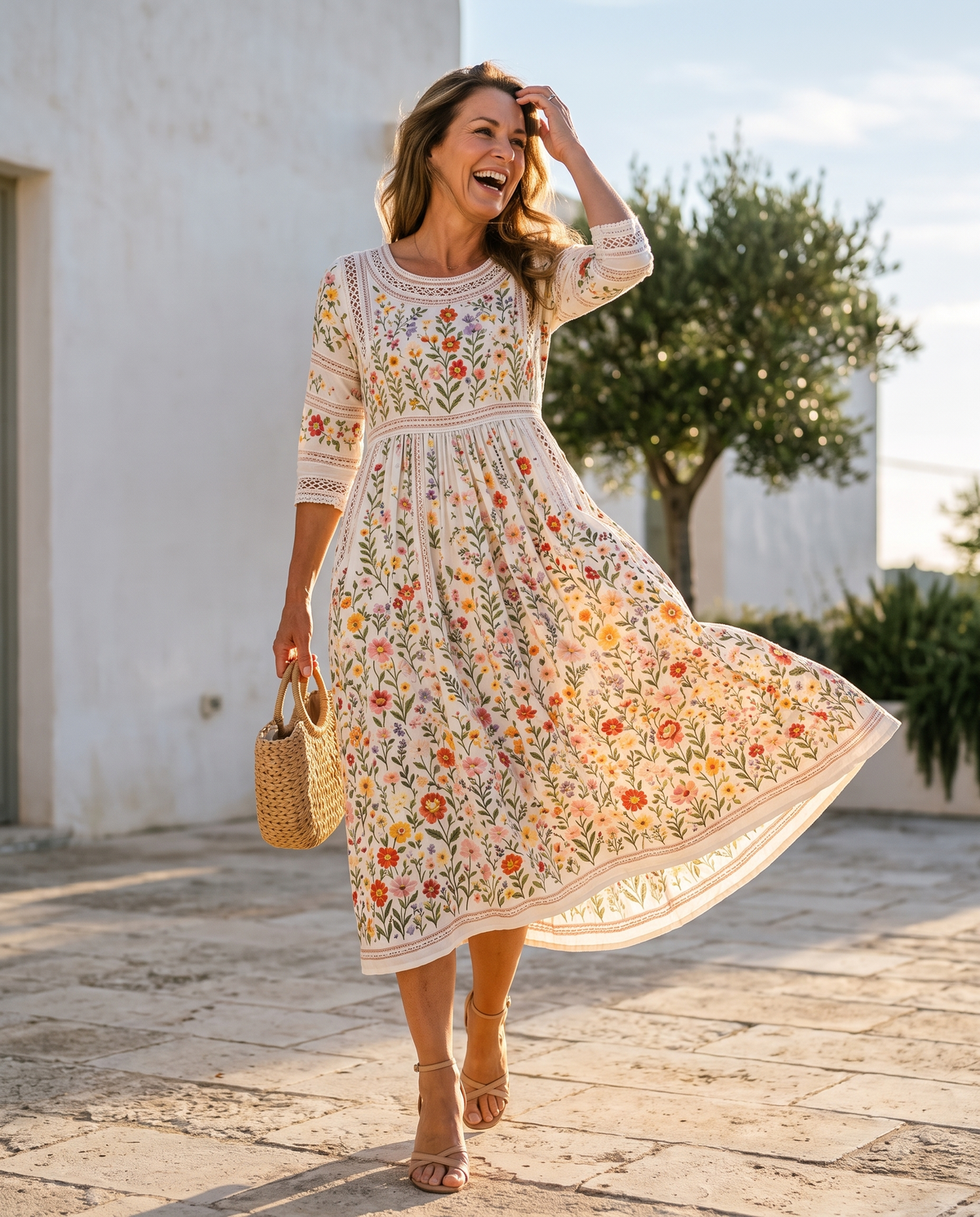 Falvicci - Midi Dress Charm of Wildflower Meadows