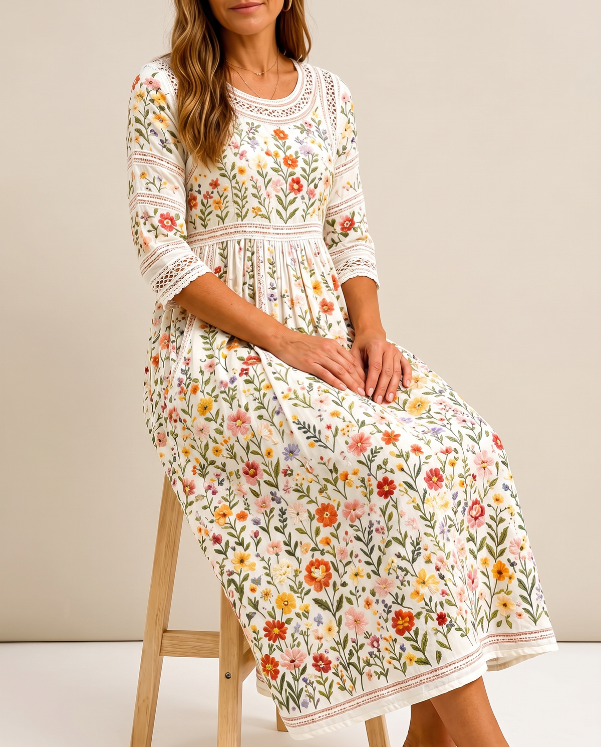Falvicci - Midi Dress Charm of Wildflower Meadows